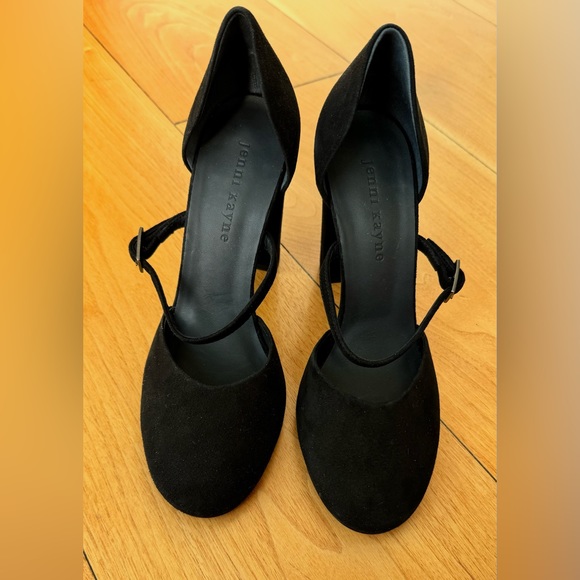 ❤️ JENNI KAYNE BLACK SUEDE LEATHER MARY JANE STRAP HEELS ROUND TOE 37 7 ITALY - Picture 6 of 13